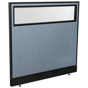 48-1/4"W x 46" H Office Partition Panel with Partial Window & Raceway by Global Industrial – Alloy Steel, Blue, Model 694755WNBL