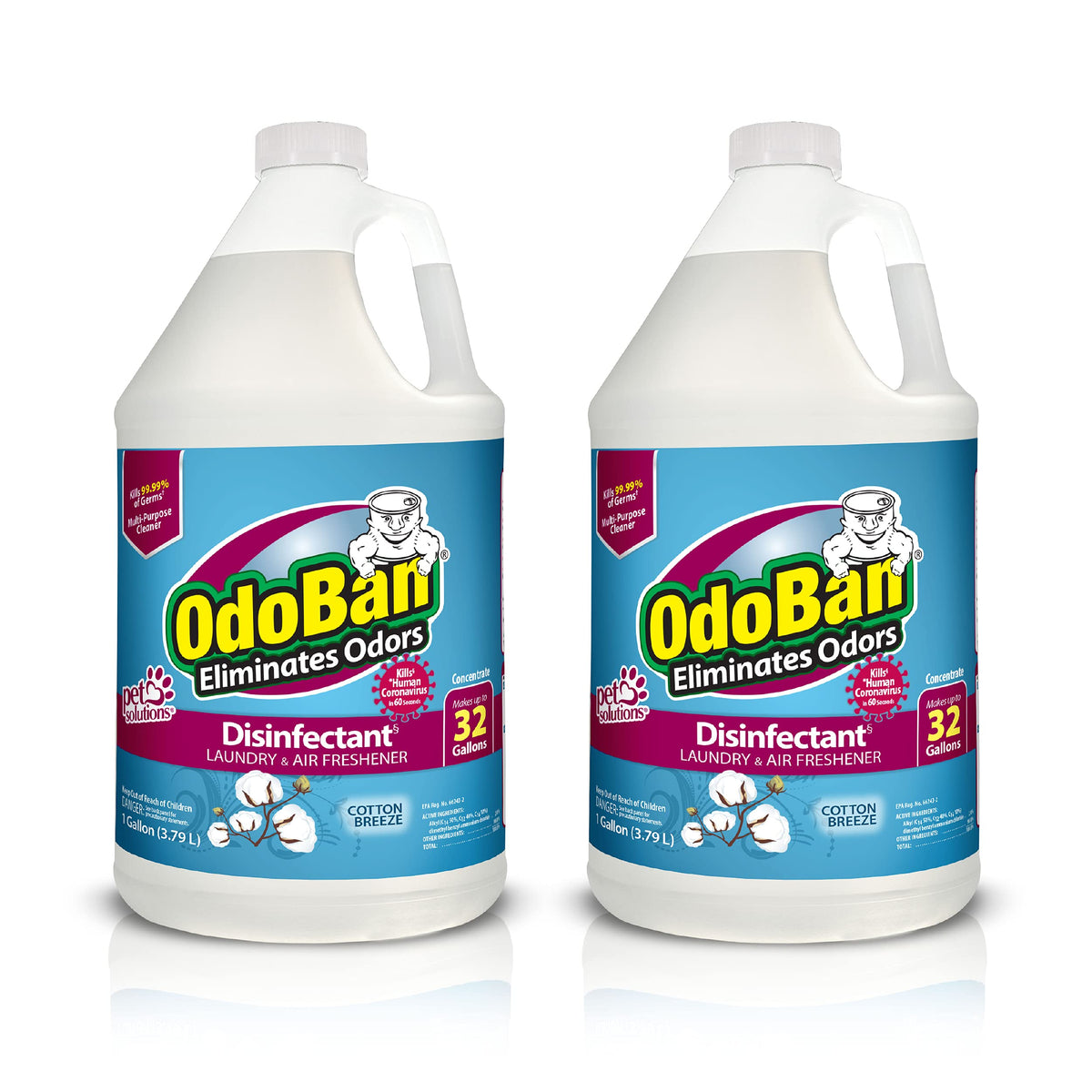 Disinfectant Concentrate and Odor Eliminator by OdoBan – 128 Fl Oz (Pack of 2), Plastic, Clear, Pack of 2, Model 911801