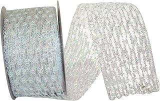 Reliant Ribbon 92167W-089-40F Flex Net Stretch Metallic Wired Edge Ribbon, 2-1/2 Inch X 10 Yards, Iridescent