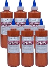 Handy Art Glitter Washable Glue, 8 oz., Orange, 6/Pack (RPC146015-6)