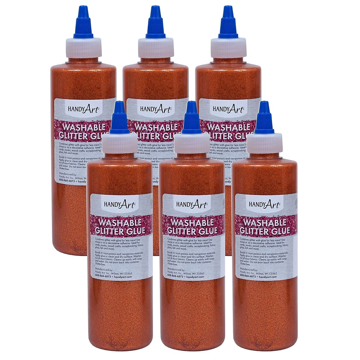 Glitter Washable Glue by Handy Art – Orange, Model RPC146015-6