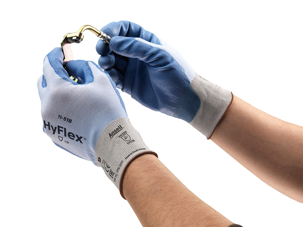 HyFlex 11-518 Ultra-Thin PU Work Gloves by Ansell – Medium (Pack of 24), Polyurethane, Blue, Pack of 12, Model 235133