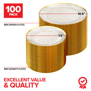 Stock Your Home 100 Pack / Clear and Gold / Classic Plates