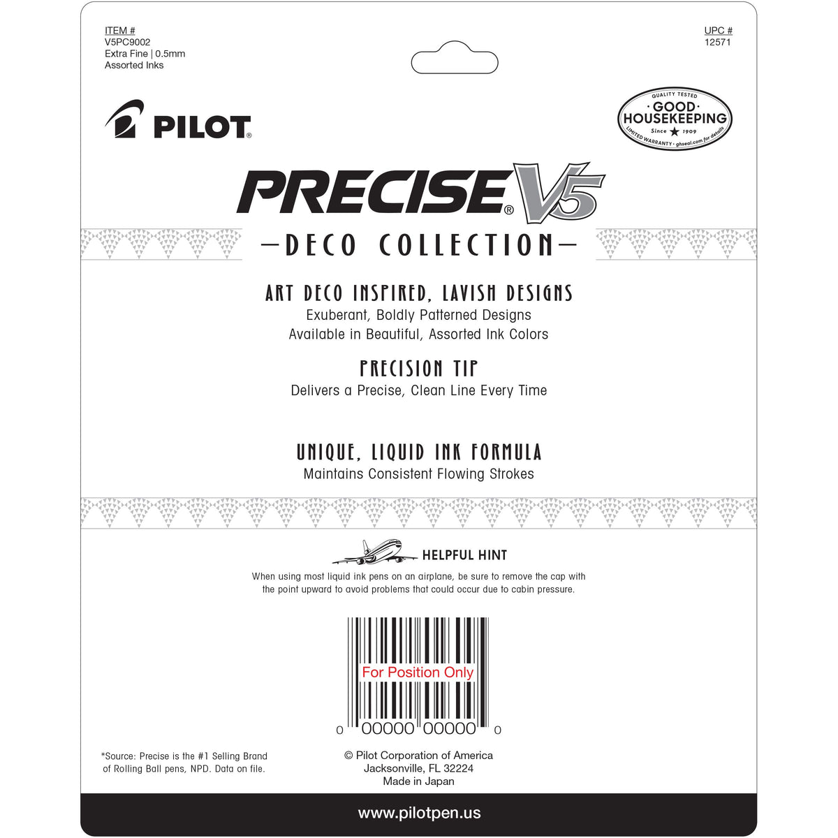 Precise V5 Rollerball Pens by PILOT – 9 Count (Pack of 1), Plastic, Assorted Colors, Model 12571