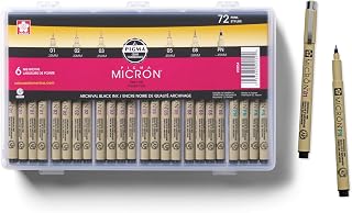 SAKURA Pigma Micron Fineliner Pens - Archival Black Ink Pens - For Writing or Drawing - Holiday Gifts for Artists, Crafters & DIY Gifts Projects - Assorted Point Sizes - 72 Count