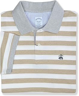 Brooks Brothers Mens Slim Fit Mesh Pique Supima Cotton Blend Short Sleeve Stripe Polo Shirt,