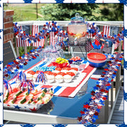 2PCS Red White and Blue Patriotic Garland 6.56ft 4th of July Metallic Twist Tinsel Hanging Garland USA Flag Stars Stripes Shiny Streamers Independence Day Memorial Day Celebration