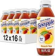 Snapple Zero Sugar Peach Tea, 16 fl oz recycled plastic bottle (Pack of 12)