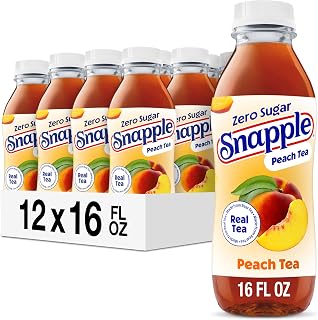 Snapple Zero Sugar Peach Tea, 16 fl oz recycled plastic bottle (Pack of 12)