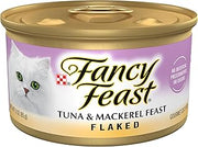 Purina Fancy Feast Wet Cat Food Flaked Tuna & Mackerel Feast (24) 3 oz Cans