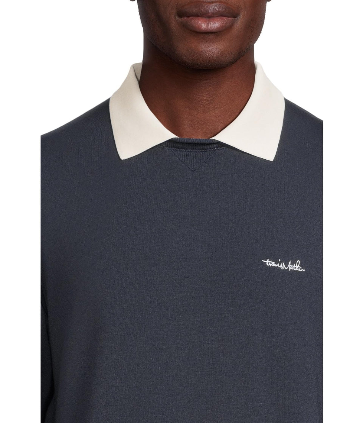 Mens Amenities Collar Crew by TravisMathew – Small, Polyester Blend, Total Eclipse, Model A42349