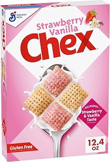 Strawberry Vanilla Chex Cereal, Gluten Free Breakfast Cereal, Made with Whole Grain, 12.4 oz (Pack of 6)