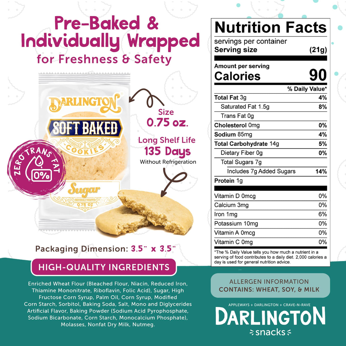 Darlington Snacks Sugar (Original) / 216 Count (Pack of 1) / casual Sugar