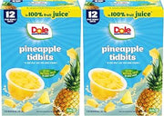 Pineapple Tidbits in 100% Juice - Dole Fruit Bowls Snacks - 4 oz Fruit Bowls (Pack of 24)