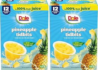 Pineapple Tidbits in 100% Juice - Dole Fruit Bowls Snacks - 4 oz Fruit Bowls (Pack of 24)