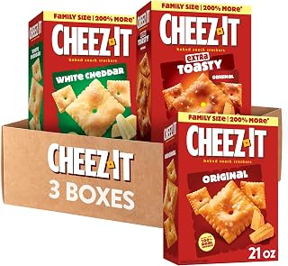 Cheez-It Cheese Crackers, Baked Snack Crackers, Lunch Snacks, Family Size, Variety Pack (3 Boxes)
