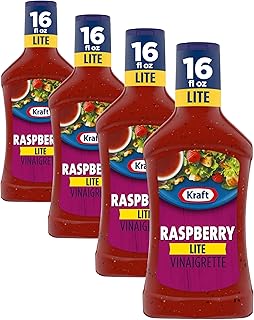 Kraft Lite Raspberry Vinaigrette, 16 fl oz Bottle (Pack of 4)
