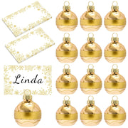 Whaline Ball Ornament Place Card Holders, Gold Snowflake, 12 Pack