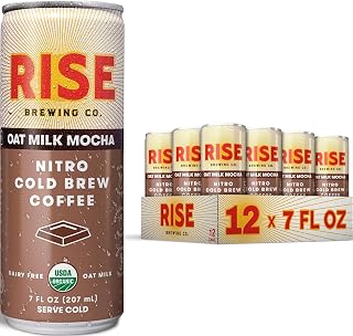 RISE Brewing Co. Nitro Cold Brew Latte, Oat Milk Mocha, 7 oz Can, 12/Carton