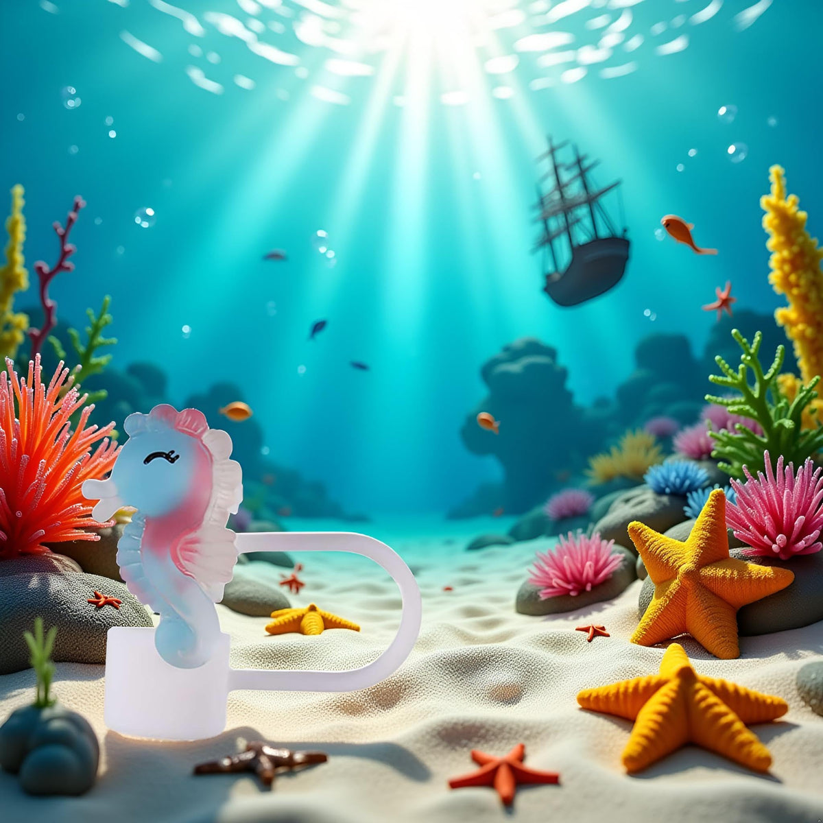 Cute seahorses Straw Straw Cover Cap by WLngtv – 1.0, Silicone, Chroma, Model DWC162