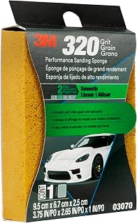 3M Performance Sanding Sponge, 03070, 320 grit, 3.75 in x 2.65 in x 1 in, 1 Per Pack