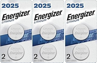 Energizer CR2025 Batteries, 3V Lithium Coin Cell 2025 Watch Battery, (6 Count)