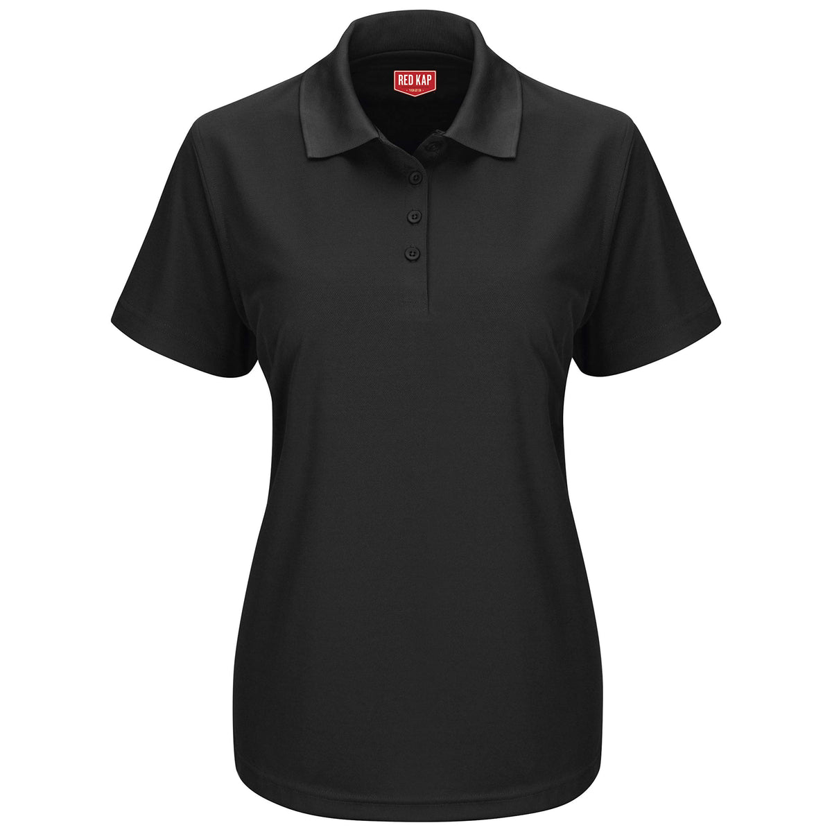 womens Short Sleeve Knit Performance Polo Shirt by Red Kap – Medium, Fabric, Black, Model SK97BK SS M