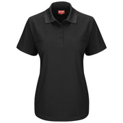 Red Kap Small / Black / Relaxed Fit, Short Sleeve, Collared Neck, Pocketless, Polyester Knit Polo Polos