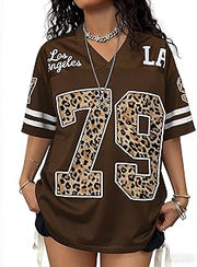 Jersey Shirts for Women Oversized Graphic Tees Men Y2K Tops V Neck
