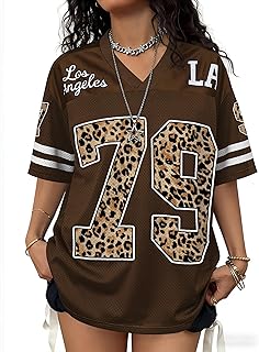 Jersey Shirts for Women Oversized Graphic Tees Men Y2K Tops V Neck