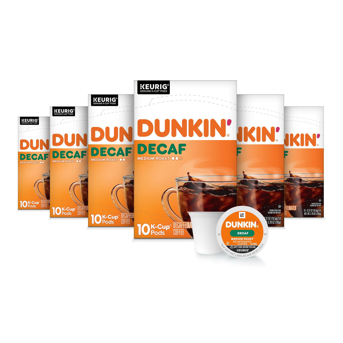 Dunkin' Decaf Medium Roast / 10 Count (Pack of 6) / 1 Single-Serve Capsules & Pods