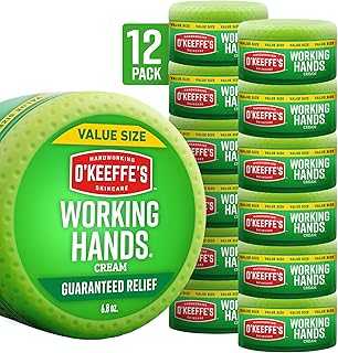 O'Keeffe's Working Hands Hand Cream for Extreme Dryness - 6.8 oz Value Size Jar (12 Pack) - Repairing Skincare for Cracked, Dry Hands