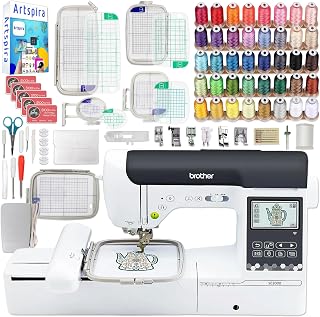 Brother SE2000 5" x 7" Combo Embroidery & Sewing Machine with 5pc Embroidery Hoop Set, Embroidery Threads & Accessories Kit