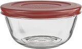 Anchor Hocking Glass Mixing Bowls with Lids, Cherry, 1.5 Quart (Set of 2) -