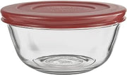 Anchor Hocking Glass Mixing Bowls with Lids, Cherry, 1.5 Quart (Set of 2) -