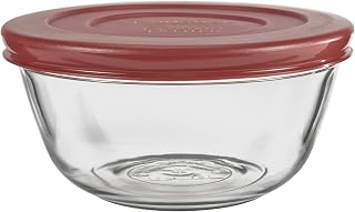 Anchor Hocking Glass Mixing Bowls with Lids, Cherry, 1.5 Quart (Set of 2) -