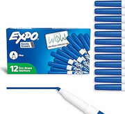 EXPO Dry Erase Markers, Low Odor Ink, Blue, Fine Tip, 12 Count - Whiteboard, Calendar, Organization, Essential Supplies for Office, School, Classroom, Teachers