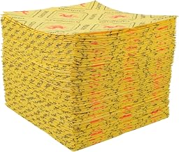 Global Industrial High Visibility Hazmat Sorbent Pads, Heavyweight, 16"W x 18"L, Yellow