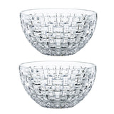 Bossa Nova Collection Bowl | Set of 2 Clear Crystal Glass Bowls | Basket Weave Glass Design | 6 Inch Mixing and Serving Bowl for Salad by Nachtmann – 6", 750 milliliters, Glass