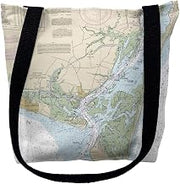 Betsy Drake TY11537M 16 x 16 in. Cape Fear North Carolina Nautical Map Tote Bag - Medium Black