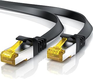 CSL – 65 ft CAT 7 Flat Ethernet Cable - High Speed 10 Gbits Gigabit – Heavy Duty U/FTP PiMF Shielding & RJ45 connectors - Patch Cable, Installation Cable - Network Cable Flat – Suitable Cat 6 Cat 8