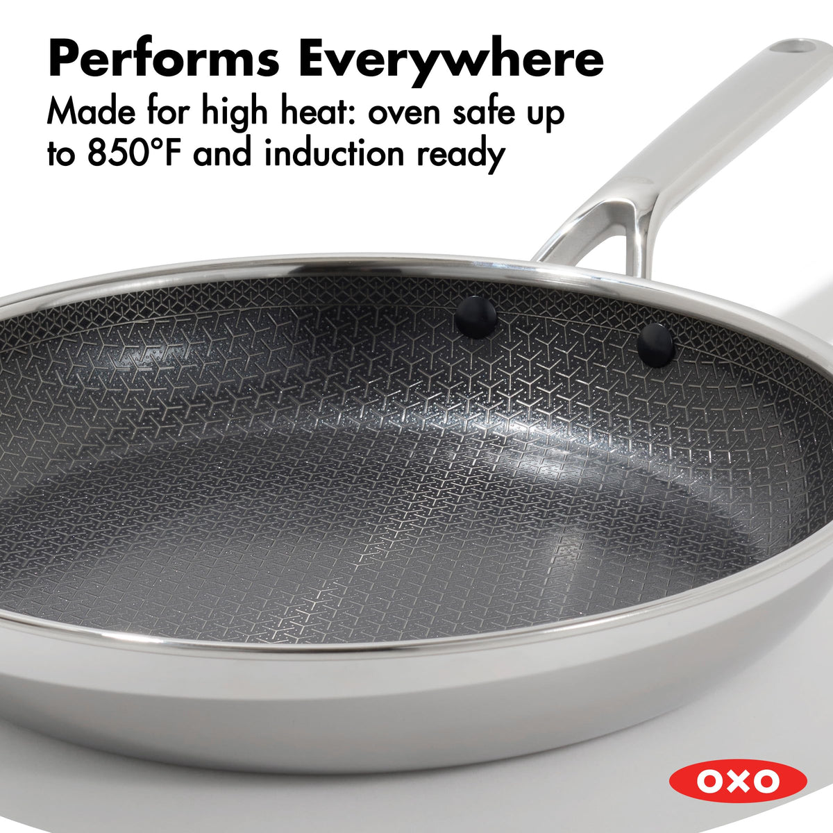 Hybrid 8” and 10” Frying Pan Skillet Set by OXO – 8" and 10" Frying Pan Skillet Set, 5.0 cups, Stainless Steel, Model CC011153-001