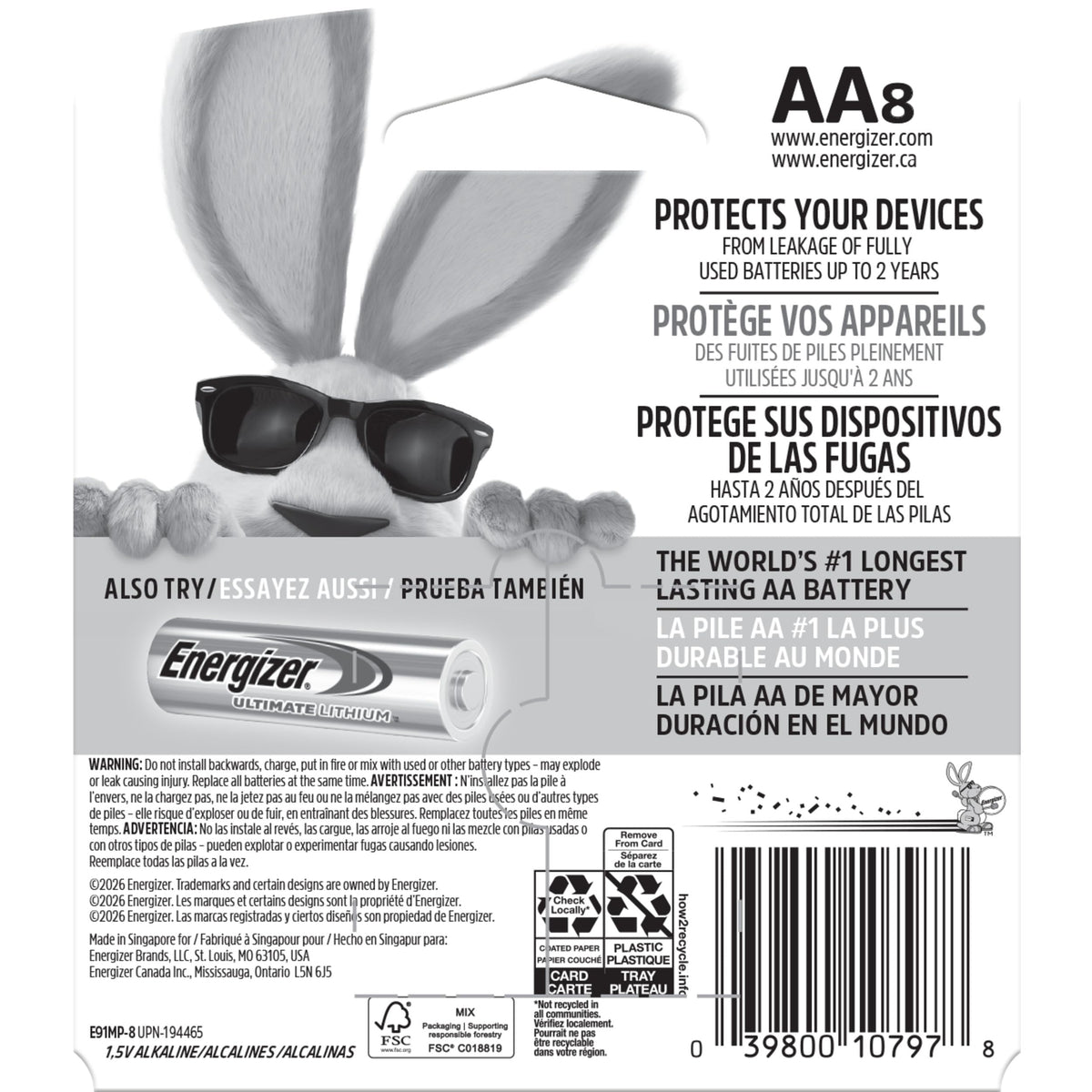 Energizer W / 8 Count (Pack of 1) / AA AA