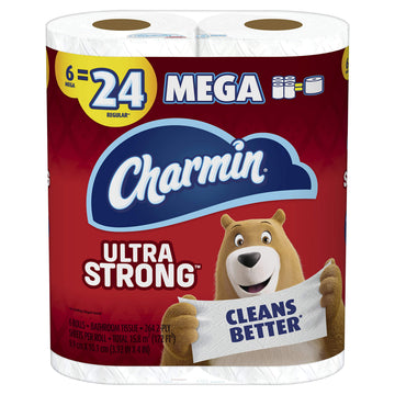 Ultra Strong Toilet Paper by Charmin – 6 Count (Pack of 1), Paper, White, Pack of 6, Model 3700061111
