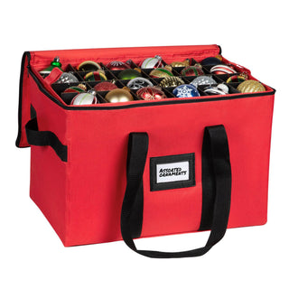 Holdn' Storage Ornament Box, Holds 96 Three-Inch Ornaments, Red