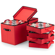 Zober Ornament Storage Box, Holds 128 3-Inch Ornaments, Red