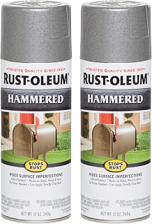 Rust-Oleum Stops Rust Hammered Spray Paint, Silver | Rust Resistant, Indoor and Outdoor Durability, Beautiful Finish on Metal, Wood and More, Sprays from Any Angle, 2 Pack