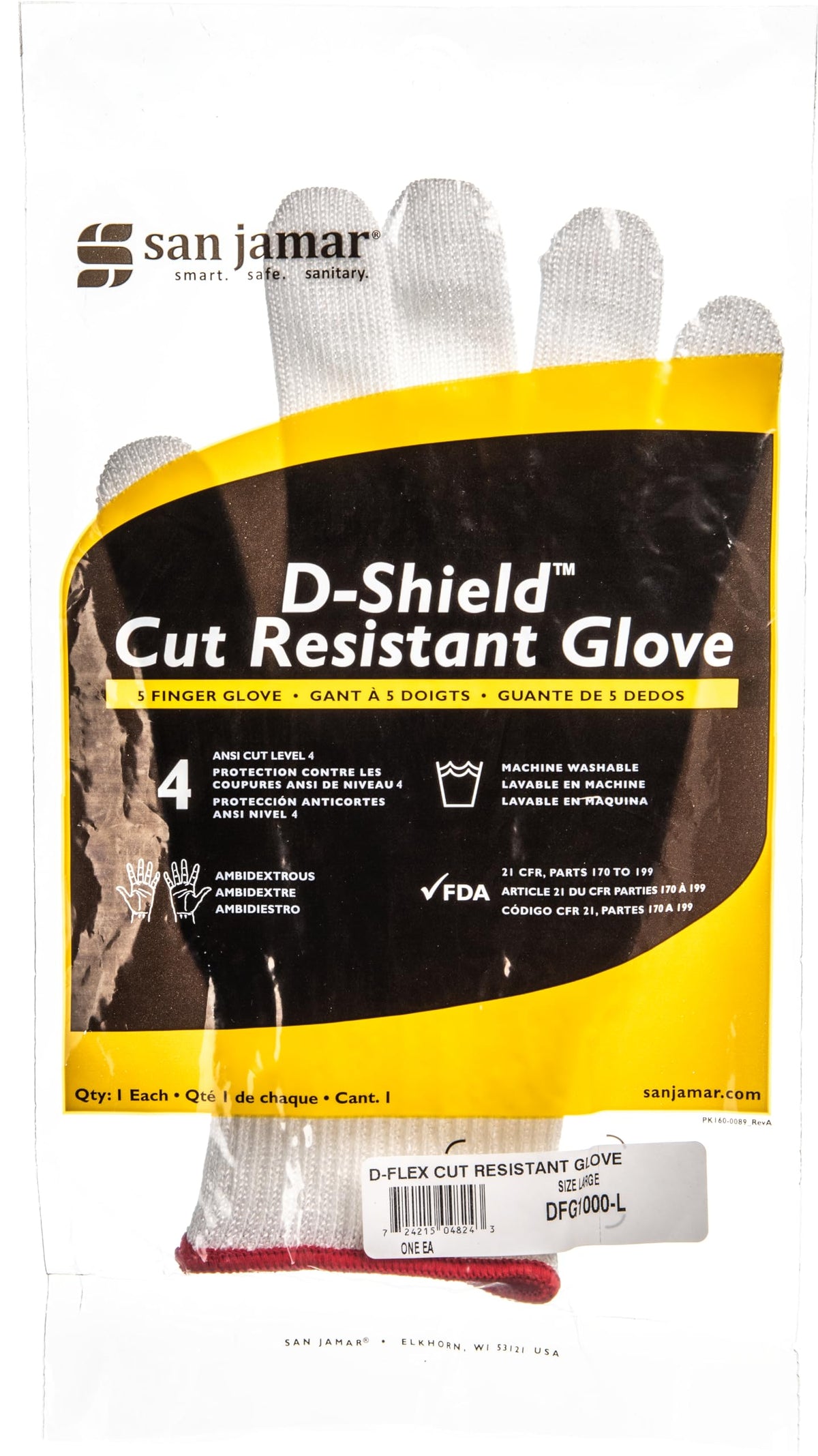 San Jamar Large / Tan / Basic Cut Resistant Gloves
