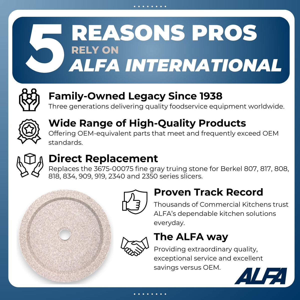 Replacement Fine Gray Truing Stone by ALFA – Stone, Model 808 T