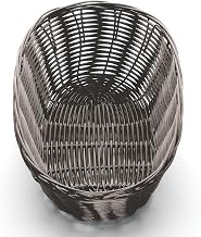 Tablecraft 10" x 6-1/2" Brown Oval Woven Plastic Basket